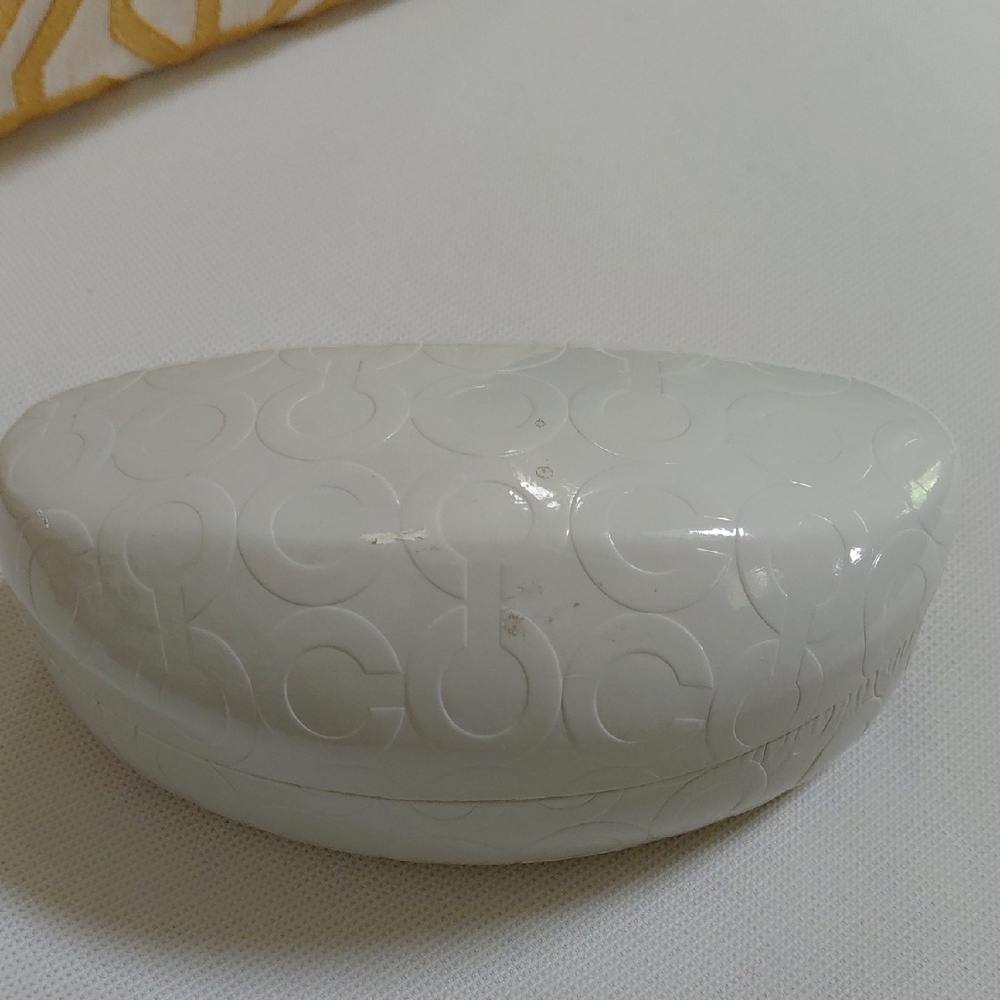 Coach White Embossed Sunglasses Case
